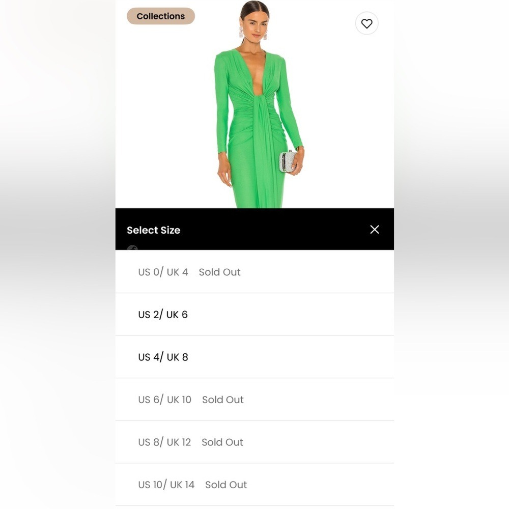 NWT SOLACE London Lorena Deep V-Neck Long Dress Neon Green Long Sleeve Size 0 - Picture 10 of 11